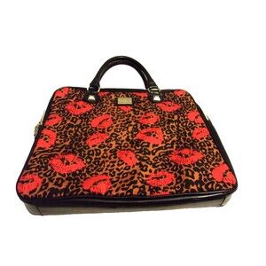 Betseyville Leopard Print With Red Lips Padded  Laptop Bag Tablet Patent